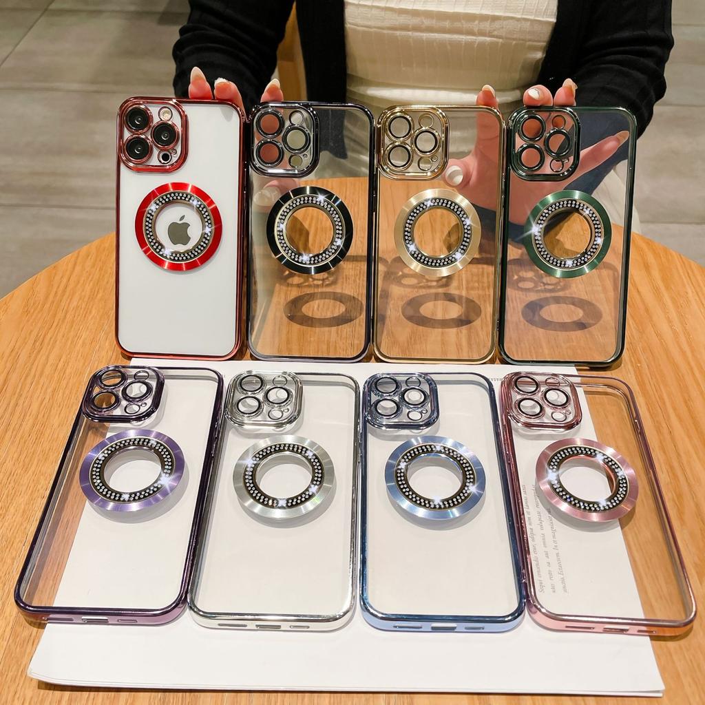 Подходит для iPhone17proMax Инкрустированный бриллиантами и с защитой от протечек Магнитный чехол для телефона Apple 16 Гальванизированный противоударный защитный чехол 15