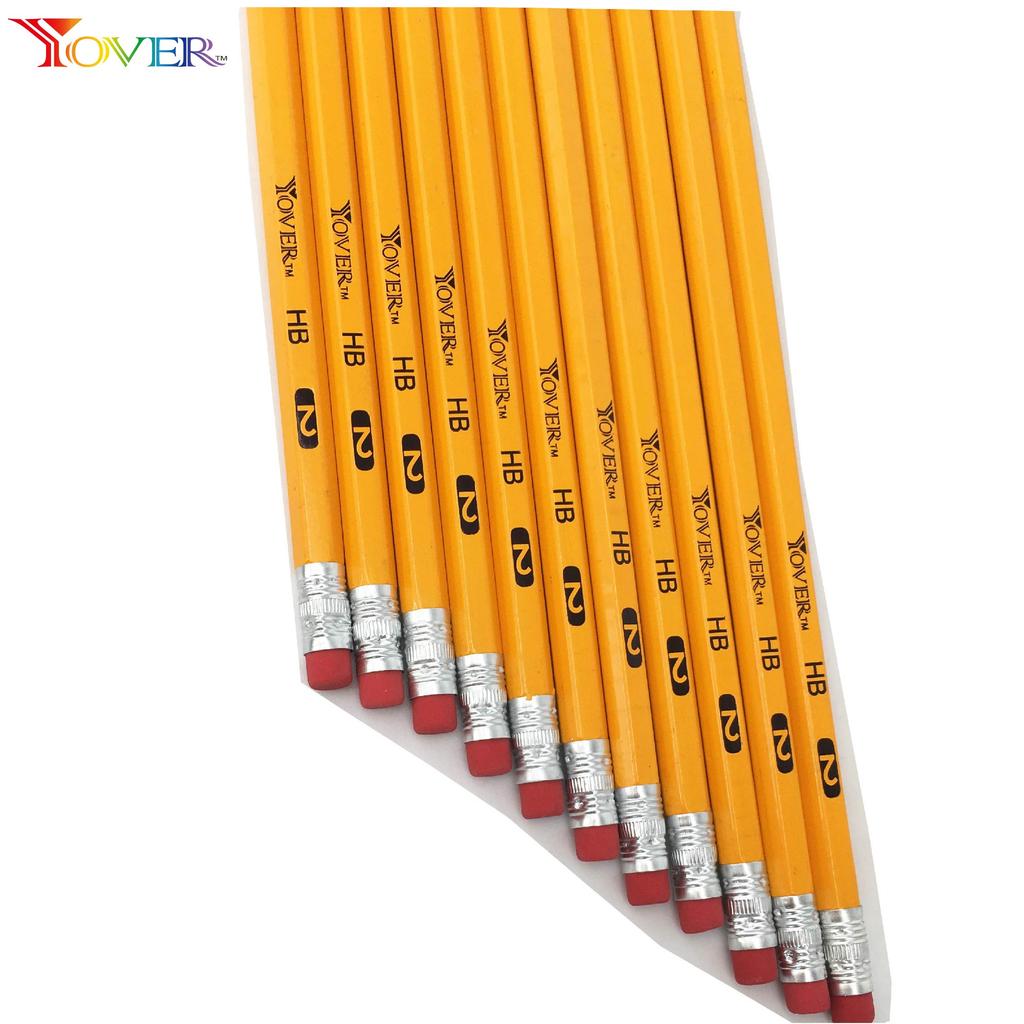 Yellow Pencil with Eraser on Top No.2 HB Sketching Pencil With Red Eraser