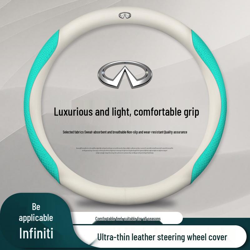 Чехол на руль из натуральной кожи для Infiniti: Подходит для QX50, QX60, QX80, Q50, Q70L, Q50L, FX3 - Все сезоны