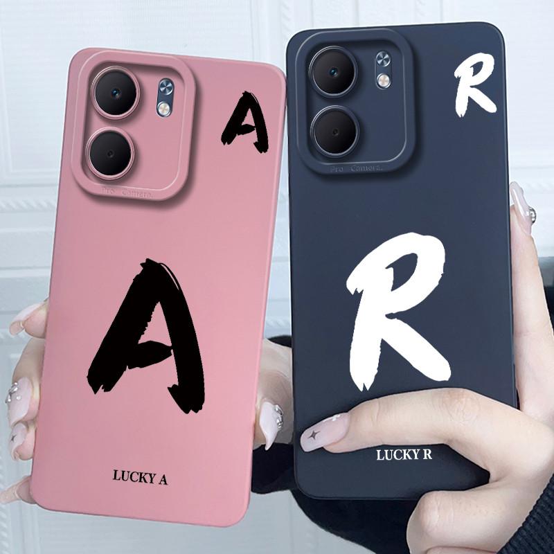 For OPPO A5x CPH2725 Cover Case Lucky Initial Letter Couple Silicone Soft Matte Phone Bumper for Oppo A5x 4G 5G 2025 Casing