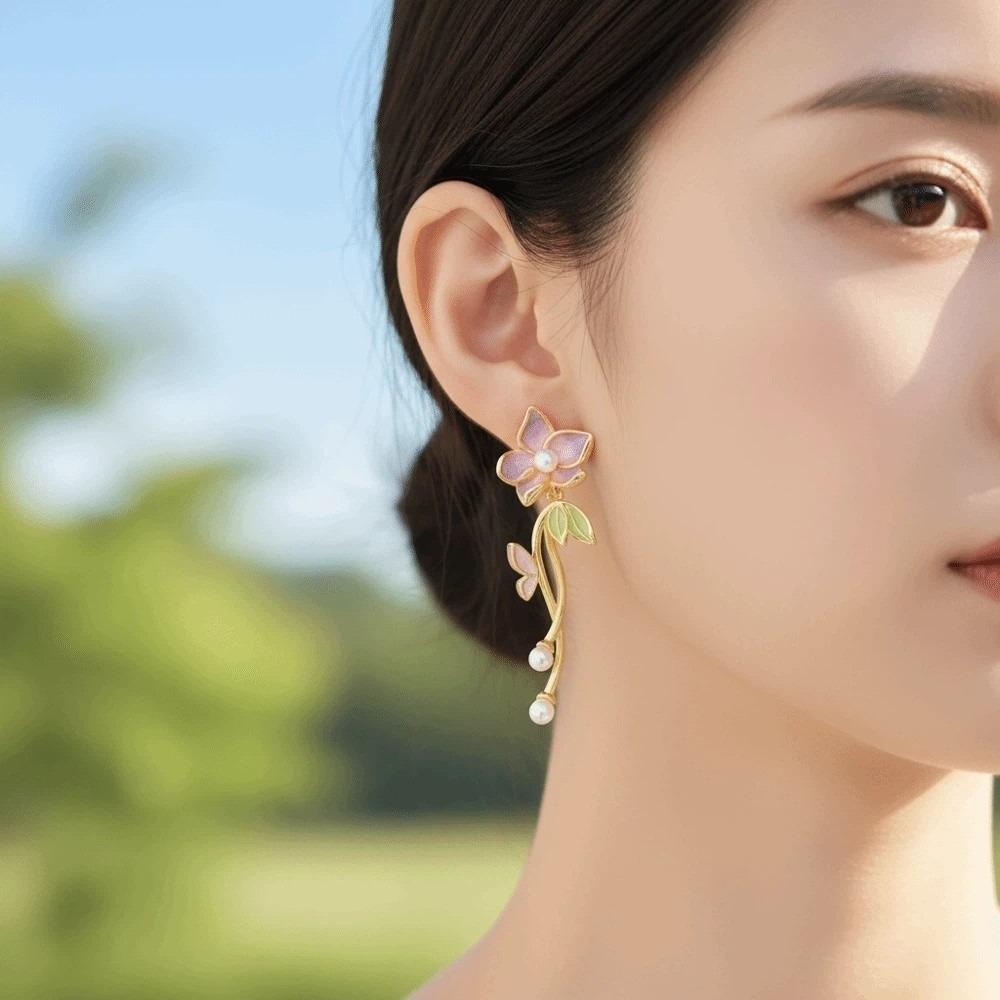 1 пара Элегантные серьги-цветы из эмали, ювелирные изделия, серьги с каплями глазури, для отпуска на море