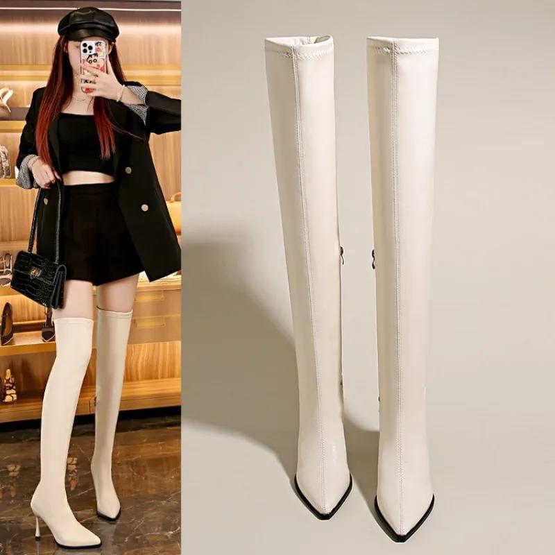 Fashion 2024 New Women's Over The Knee High Boots Sexy Long Thigh High Boot Ladies Winter Shoes Black Gold Heeled Party Shoes