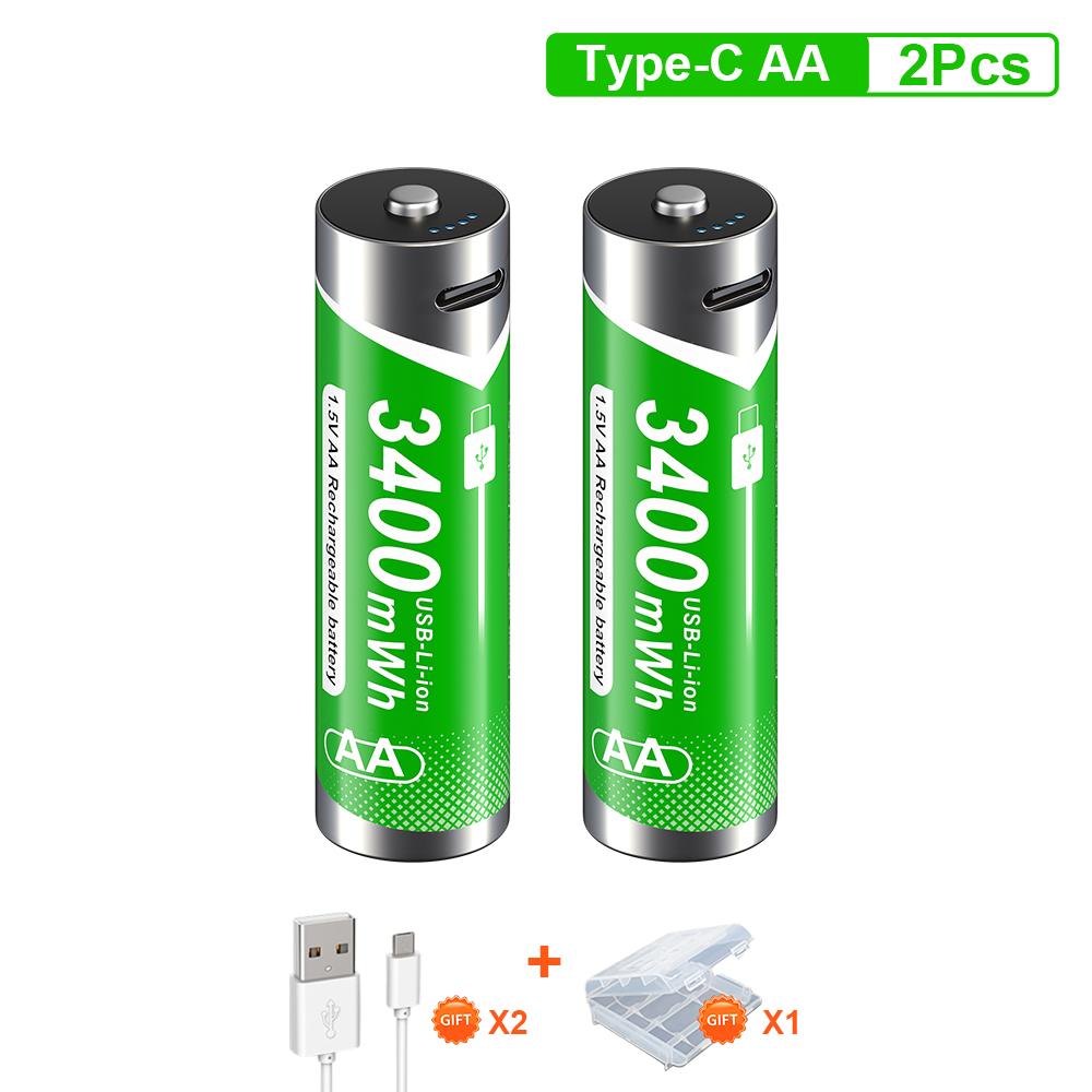 PALO Новая литий-ионная аккумуляторная батарея AA USB 1,5 В AA 3400 мВтч для игрушечных часов MP3-плеера термометра клавиатуры