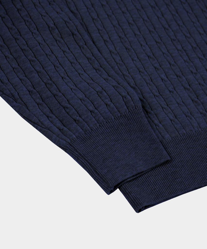 BIRBANTE Soft Washable Cable Collar Knit - Dark Navy