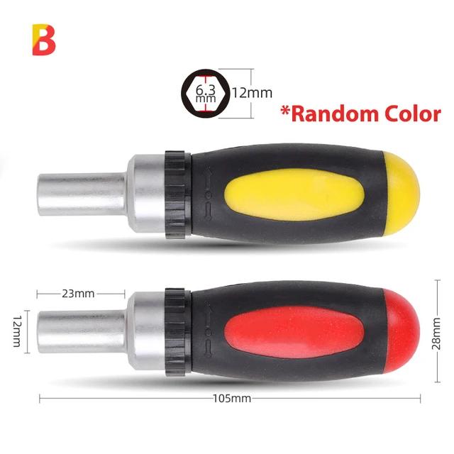 1/4 (6.35mm) Ratchet Screwdriver Bit Holder Handle Multifunctional Magnetic Bit Driver For Slotted Hex Torx Phillips Bit