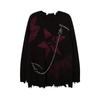 Gothic Punk Skull Knitted Sweater Women Hip Hop Oversized Jumper Loose Casual Hole Pullover Couple Tops Streetwear Y2K