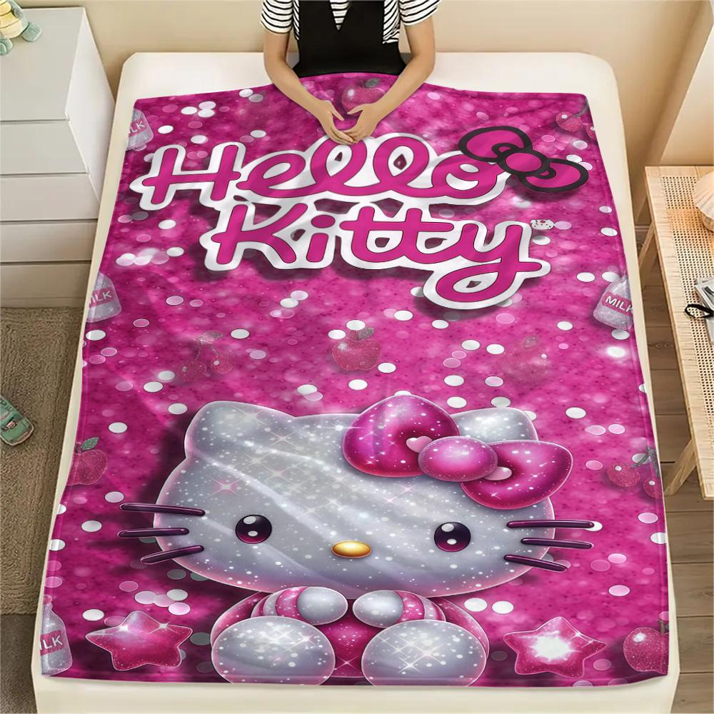 1 шт. Фланелевое одеяло с принтом мультфильма Hello Kitty, Высокое качество, Для всех сезонов, Декор для дома, Тепло и уют, Идеально для рождественских подарков