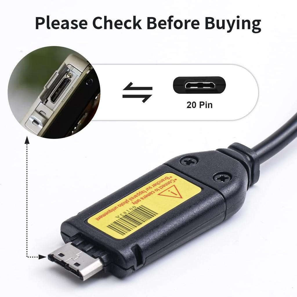 USB-кабель для зарядки совместим с цифровыми камерами Samsung L200 вместо EX, L, WB, S, SL, ST, PL, ST600, ST61, ST65, ST6500, ST67, ST70,