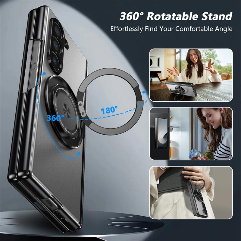 Матовый однотонный чехол для телефона Samsung Galaxy Z Fold 6 5 4 3 Hard Shell Защитная противоударная защитная пленка с держателем