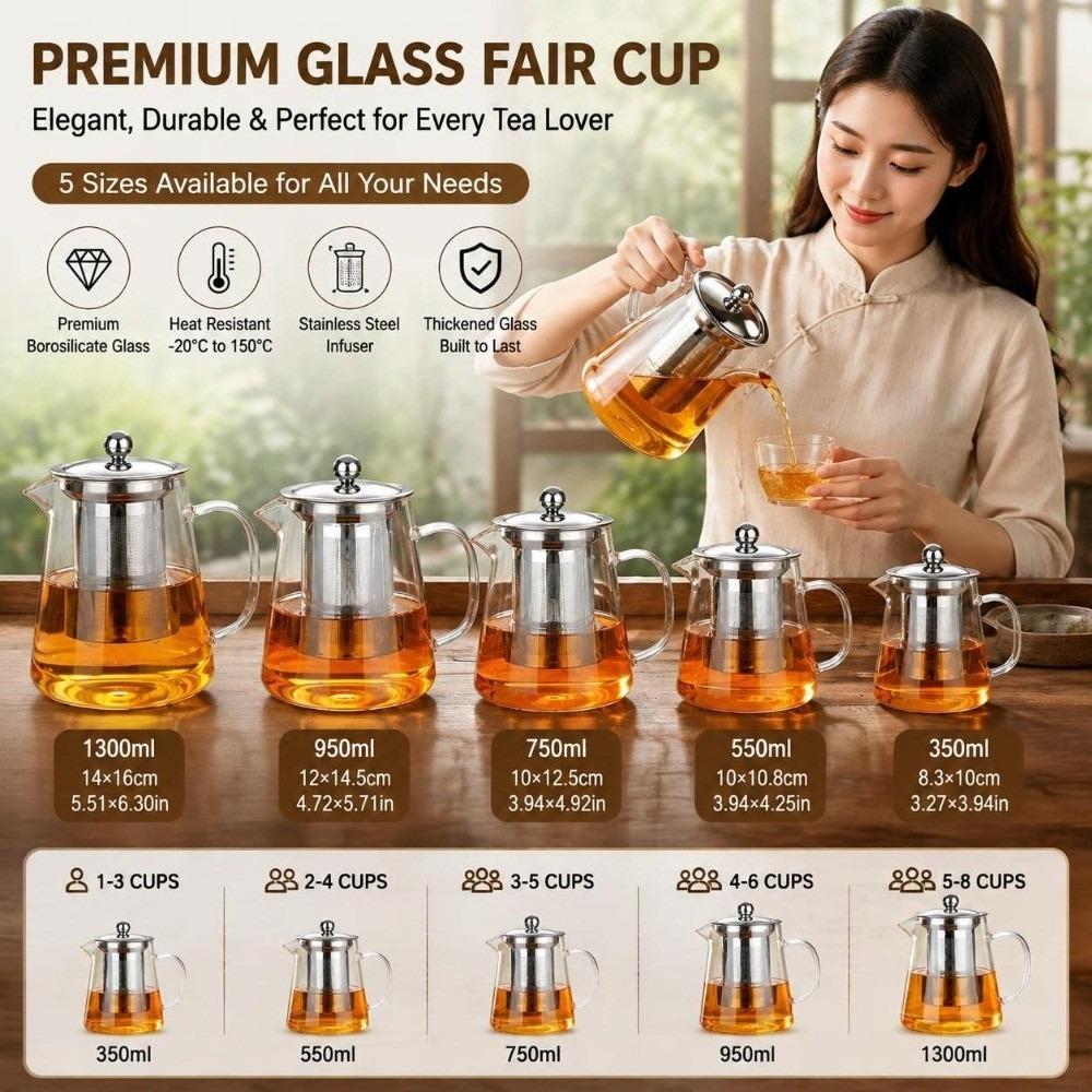 High Borosilicate Clear Glass Tea Maker Heat Resistant Coffee Tea Pot Glass Teapot Dishwasher Safe