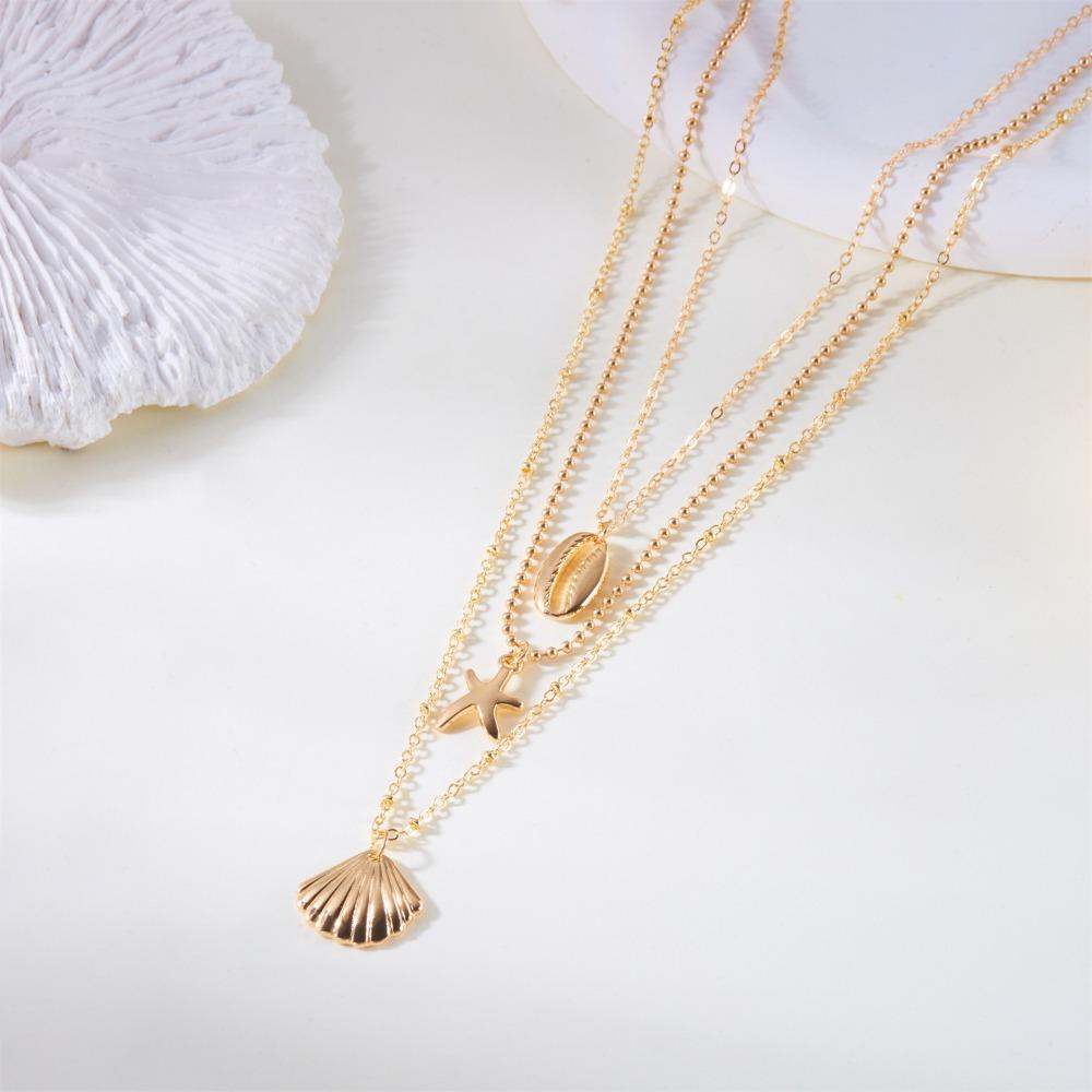 Conch Shell Multilayer Necklace Pearl Shell Clavicle Necklace Trendy Clavicle Chain Women Ladies