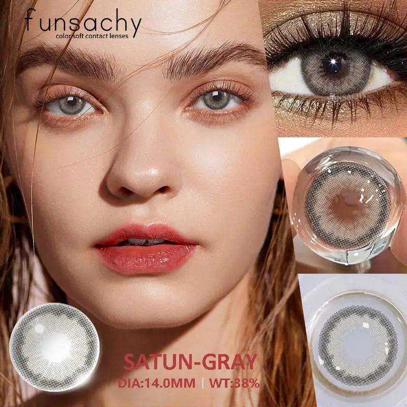 FUNSACHY 1 пара цветных зрачков для глаз Контакты для больших глаз Годовые Натуральный коричневый Косметические Зеленые линзы для цвета глаз Серые линзы для красоты