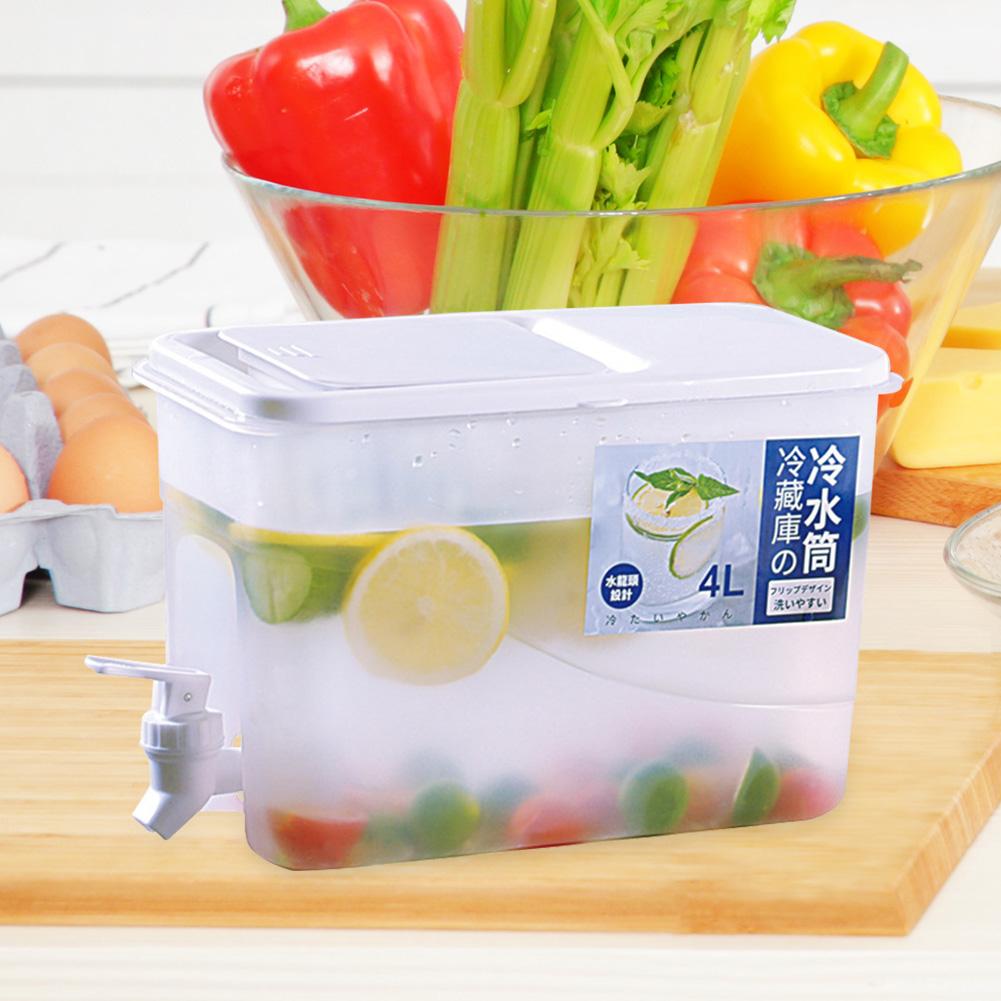 4л пластиковый контейнер для воды на холодильник с краном, диспенсер для напитков, многофункциональный контейнер для лимонада, большая емкость для кухонного холодильника