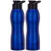 Бутылки для воды из нержавеющей стали с носиком | Набор из 2 штук | Непроливаемые | Безопасны для заморозки и мытья в посудомоечной машине | 1 л | Синий