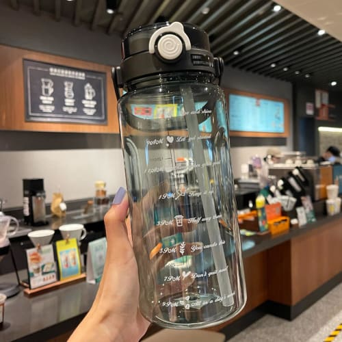 1500ml & 2000ml Large Capacity Portable Straw Sports Water Bottle with Straw and Water Level Indicator, BPA-Free, Plastic Water Bottle for Adults and