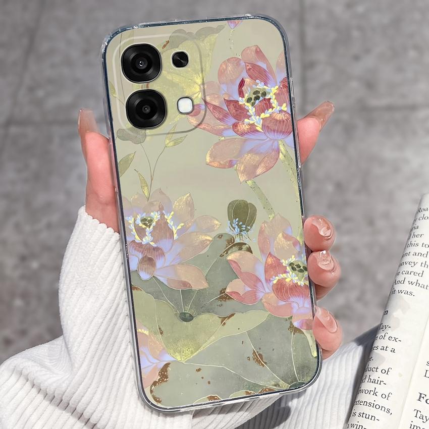 Для Oppo A6 Pro A6x A5x K13 Realme 15X C85 V70 V70s CT 7 7T 8 Чехлы для телефонов Красивые узоры Сакура Бабочки Корпус Мягкий силикон ТПУ Прозрачный корпус