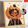 Halloween pearl painting handmade diy art pumpkin black cat wizard portrait autumn leaves pearl home decoration painting