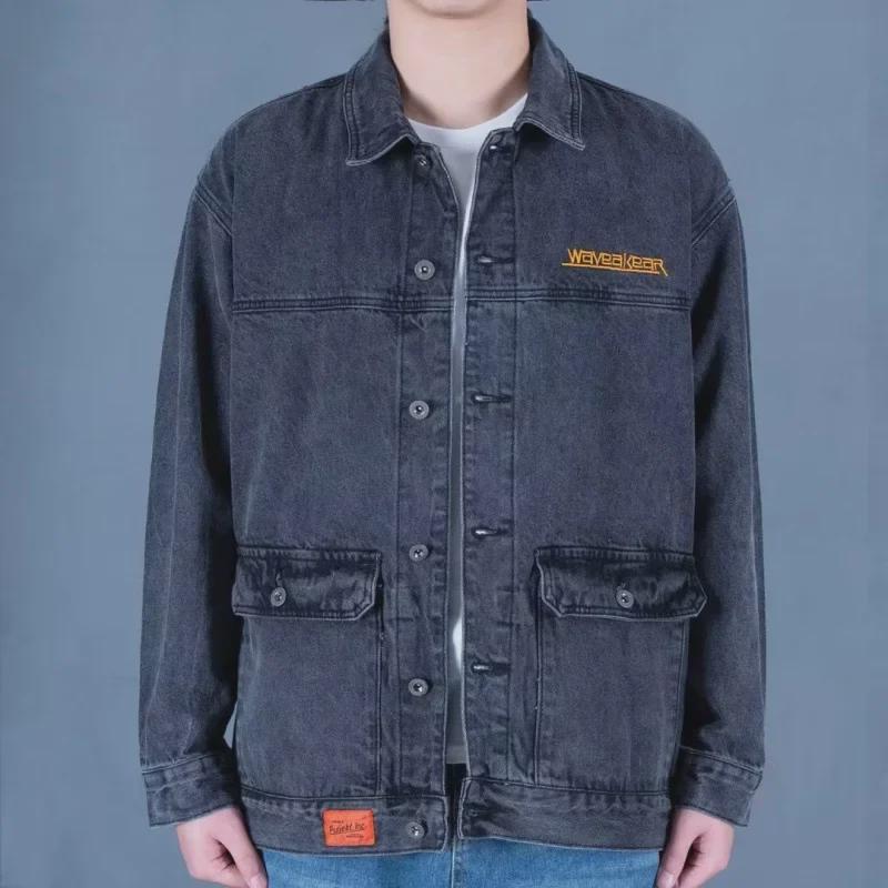 Весна 2023 Мужская джинсовая рабочая куртка со свободными лацканами
