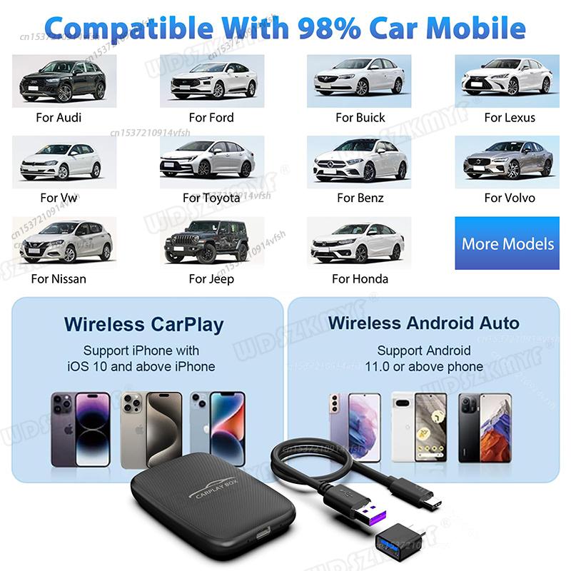 3 в 1 Carplay&Auto Box Проводной и беспроводной адаптер Android Auto для проводных автомобилей Android Auto Smart Ai Box WiFi для Netflix Youtube