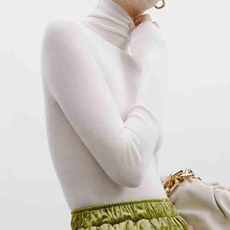 Модная женская водолазка, трикотажная нижняя рубашка, осень и зима, повседневный тонкий пуловер, свитер внутри, элегантный однотонный простой базовый топ 2507