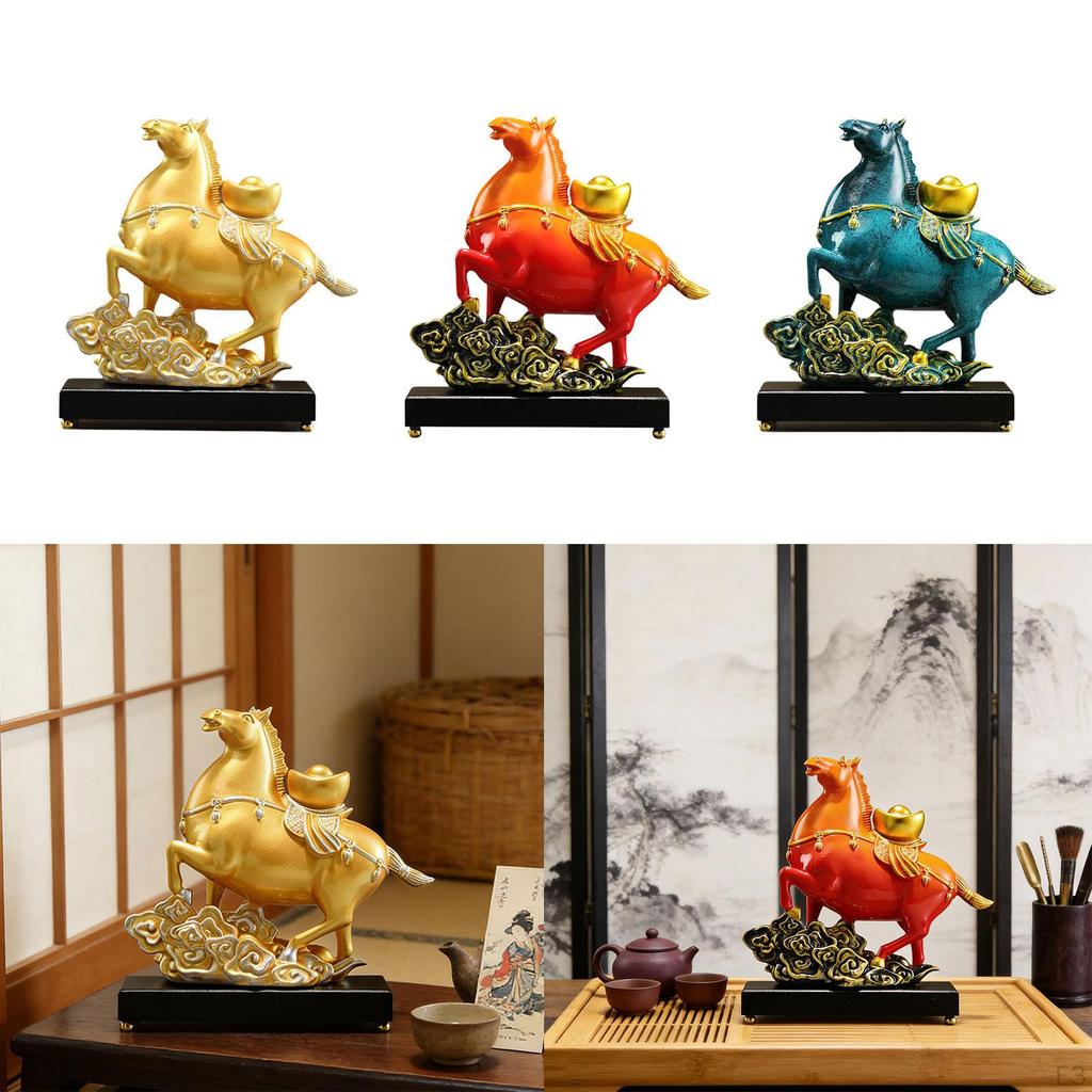 Фигурка лошади Скульптура животного Смола Центральный элемент Декоративный Китайский Фэн-шуй Настольный