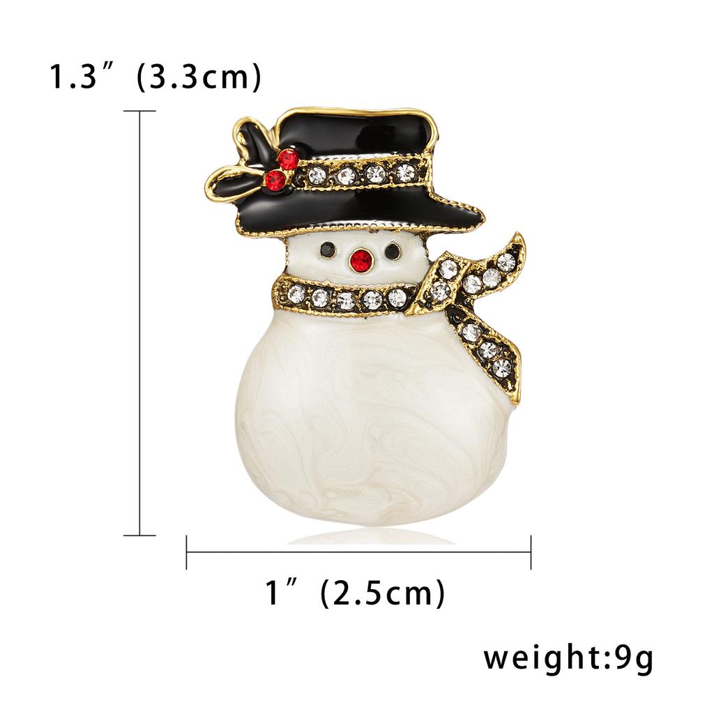 Rinhoo Cute Enamel Snowman Brooches For Women Rhinestone Snowflake Xmas Snowman Pins Badge Jewelry New Year Festival Party Gifts