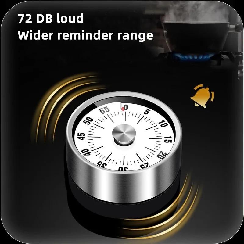 Stainless Steel Visual Timer Mechanical Kitchen Timer 60-Minutes Alarm Cooking Timer With Loud Alarm Magnetic Clock Timer