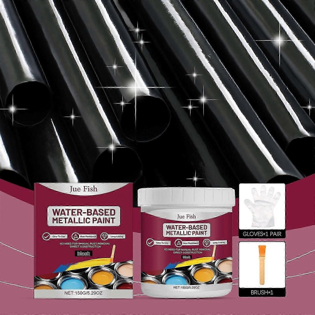 Black Water-Based Metallic Anti-Rust Paint with Brush - Eco-Friendly, Corrosion Resistant Automotive Coating