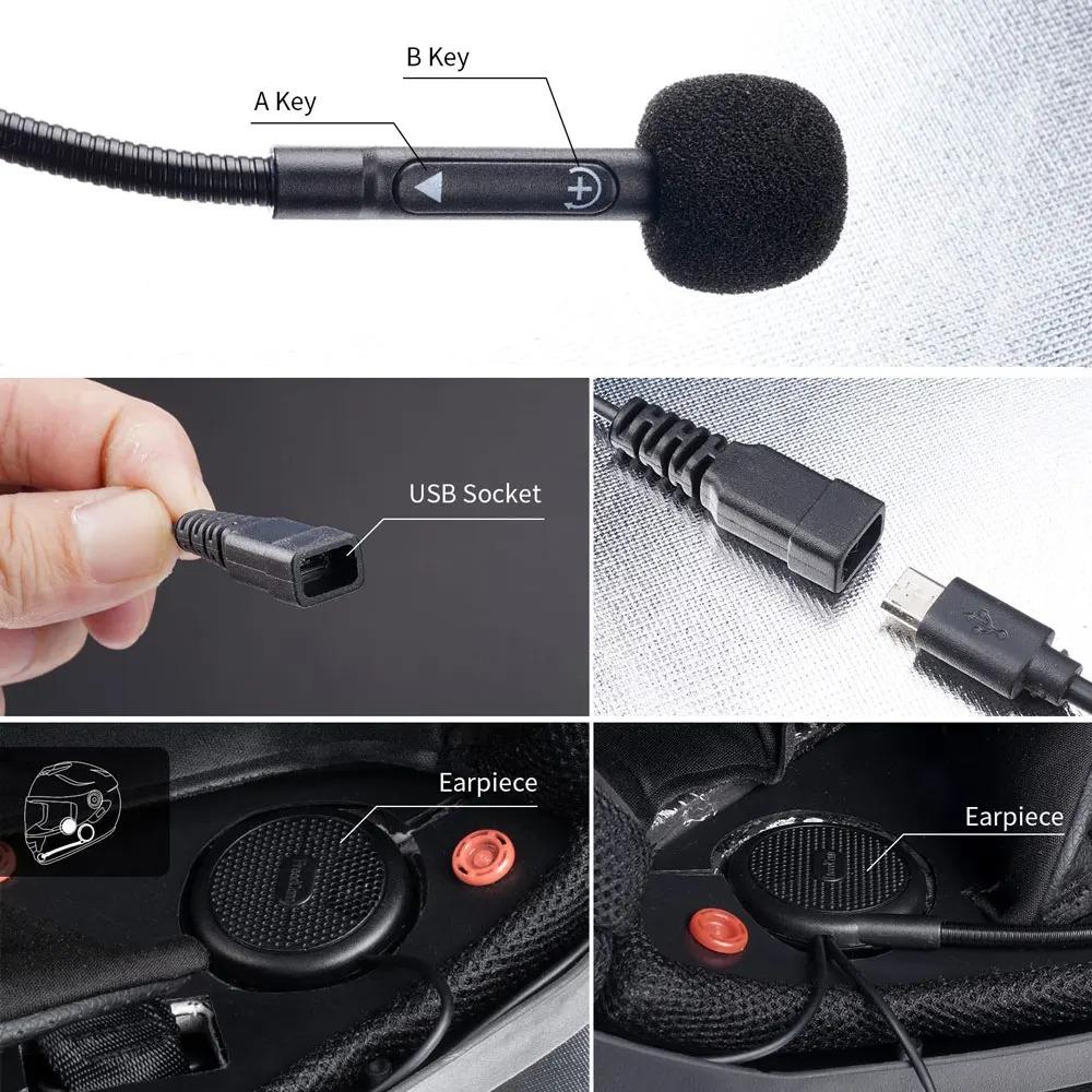 L1M Беспроводная мотоциклетная гарнитура Bluetooth для шлема Гарнитура для мобильного телефона BT Мотоциклетные наушники