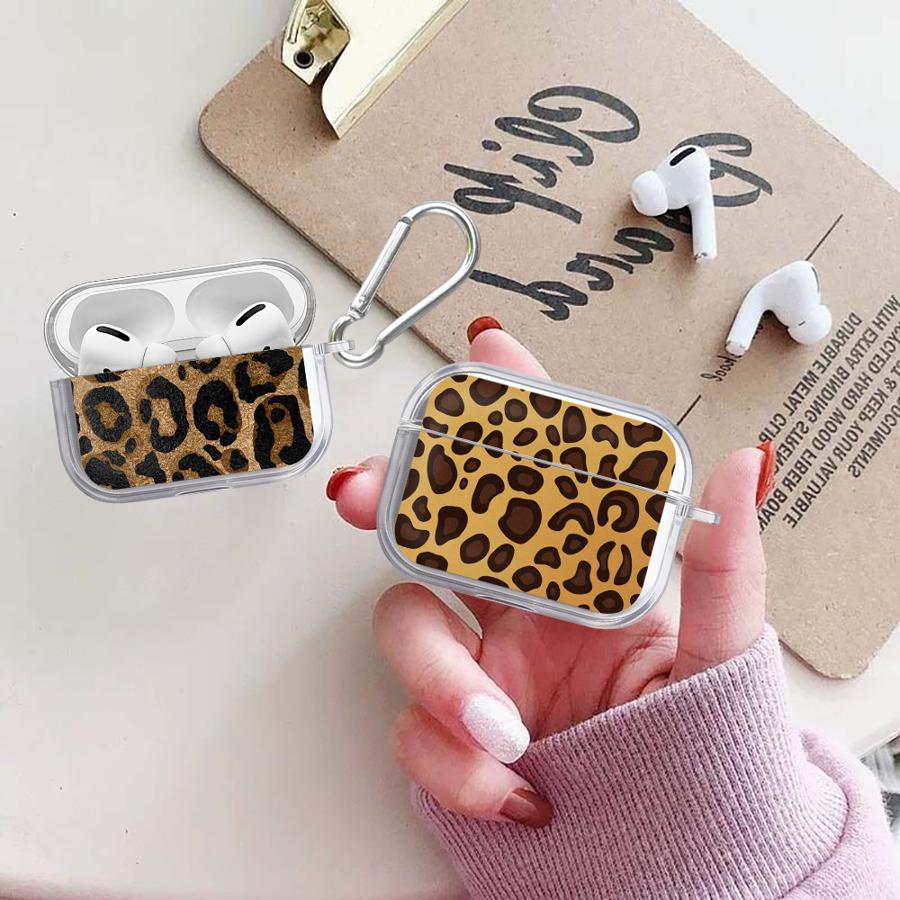 Чехол для Airpods 2 Pro 1 3 4 Pro3 Pro2 Прозрачный Чехол для Наушников Обложка Ретро Леопардовый Принт