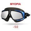 Copozz Nearsighted Swimming Goggles Waterproof Anti Fog UV Eyewear Silicon Mirrored Large Frame Unisex Sport Myopia Swim Mask