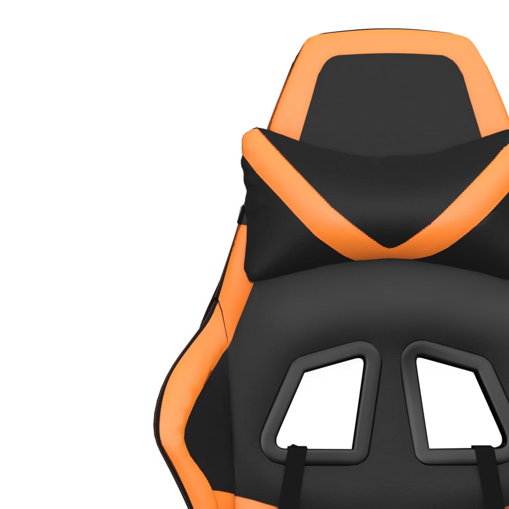 Gaming Chair with Massage Function and Footrest Black & Orange Faux Leather