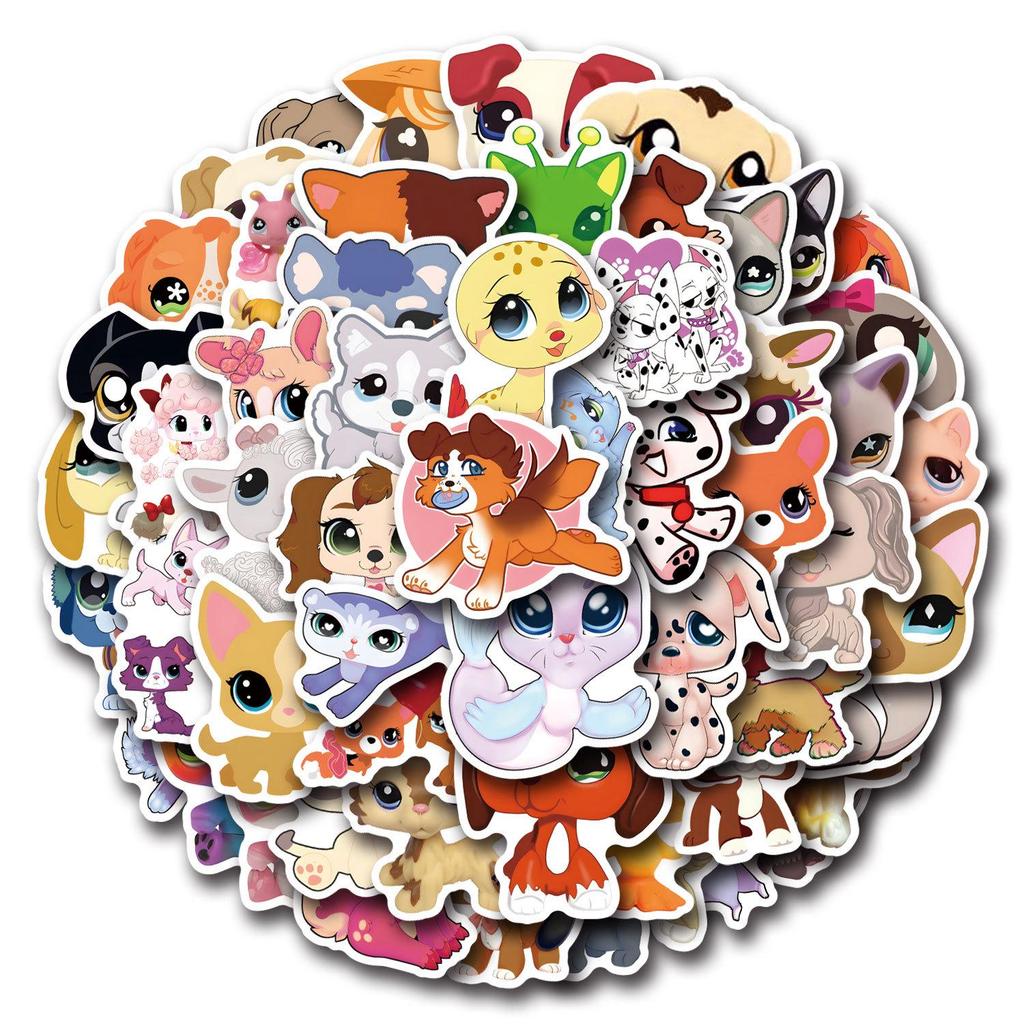Мультяшные граффити-наклейки Littlest Pet Shop: Набор из 55 штук для автомобилей, багажа и бутылок с водой