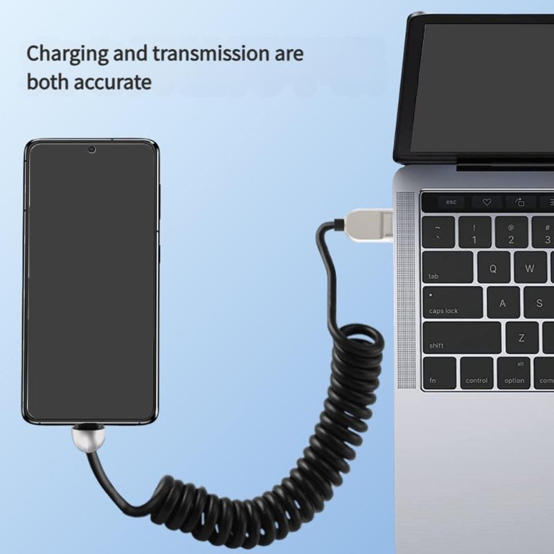 Quick Power Cable Reinforced Spring USB To Type C 360 Degree Angled End Silicone Texture Suitable for Portable Devices