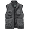 Plus Size Men's Spring Autumn Outdoor Vest Multi-Pocket Workwear Casual Waistcoat Stand Collar Gilet