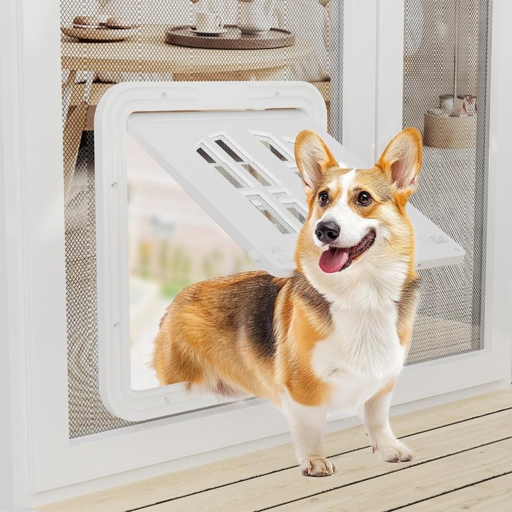 Self-Closing Pet Lockable Screen Door Reinforced Dog Sliding Door Screen Dog Screen Door  Balcony