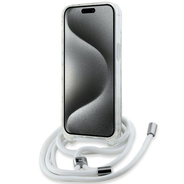 Karl Lagerfeld KLHMP15SHCKCKLCT iPhone15 / 14 / 13 6.1" transparent hardcase IML Crossbody Monogram Karl & Choupette Head MagSafe