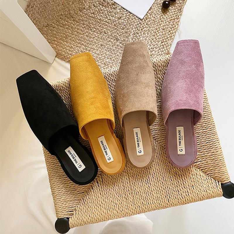 Fashion Flats Slippers Women Mules Female Slides 2025 New Footwear Slip On Mules Shoes Soft Flat Heel Outdoor Casual Dress Sandal Shoes
