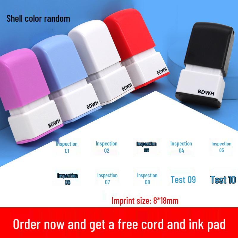 Medium QC Stamp: Auto-Inking, Employee & Pass Numbering, Inspection Approved.