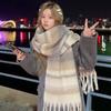 Advanced Color Striped Imitation Cashmere Scarf for Women, Thickened Winter Plush Warm Scarf for Autumn