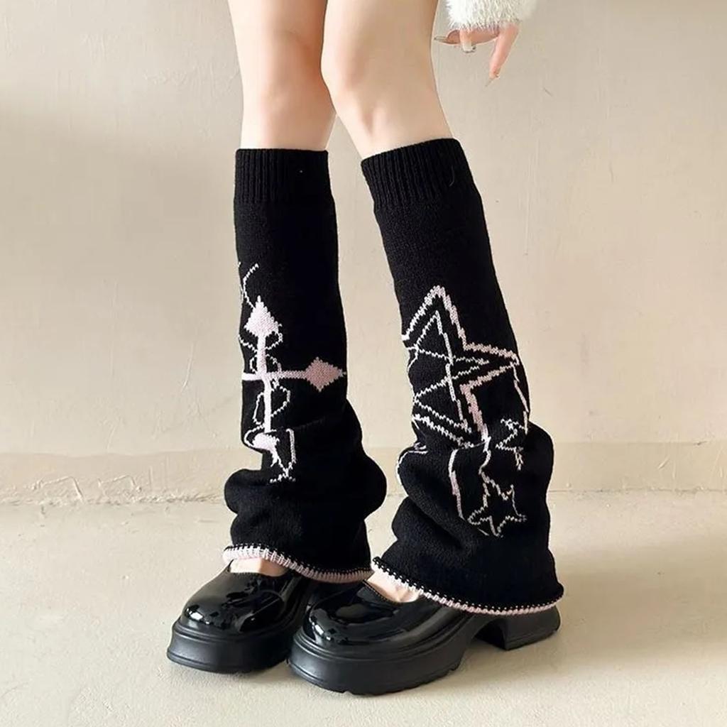 Cowboy Leg Cover Thin Black Pile Socks Paired With Small Leather Shoes And Mid Tube Socks For Women