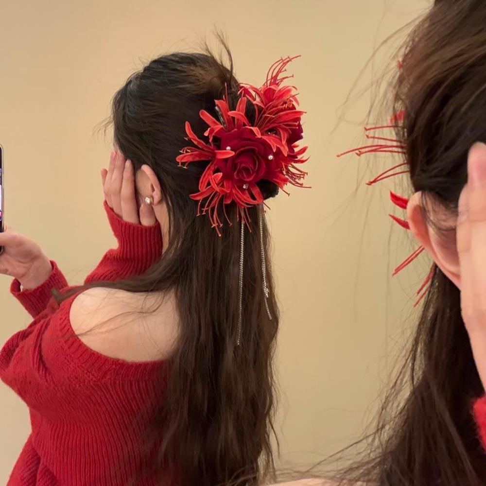Длинные заколки для волос Lycorisradiata Flower, винтажные зажимы для волос, подарок на голову