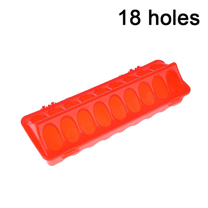 1Pc Double Row 12/18 Holes Poultry Ground Feeder Plastic Clamshell Feeding Chicken Groove Farm Breeding Supplies
