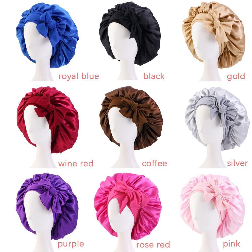 Turban Bonnet Silk Nightcap Hair Care Sleep Hat Headwear Sleeping Cap  Women Children