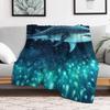 Megalodon Shark Swimming Throw Blanket All Weather Soft Throw Blanket for Sofa