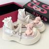 Туфли в стиле «лолита» Kawaii Bowknot White, женские туфли на плоской подошве с пряжкой в форме сердца, женские туфли Мэри Джейн в японском стиле из лакированной кожи Jk
