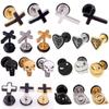 High Grade Stainless Steel Stud Earrings Anime Cross For Women Girls Fashion Geometric Ear Jewelry Birthday Gifts 2pieces
