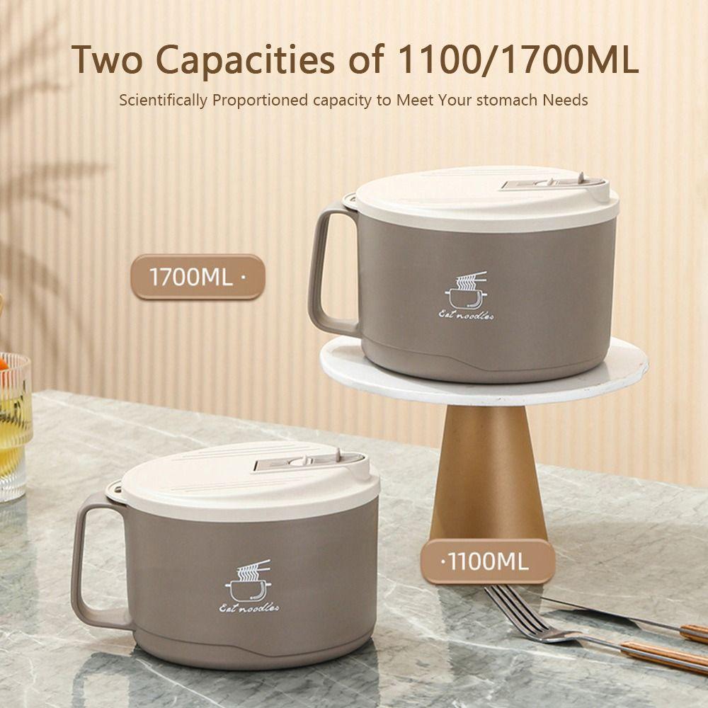 1100/1700ml Ramen Bowl Large Capacity Dormitory Lunch Box Durable Soup Cups On-the-Go