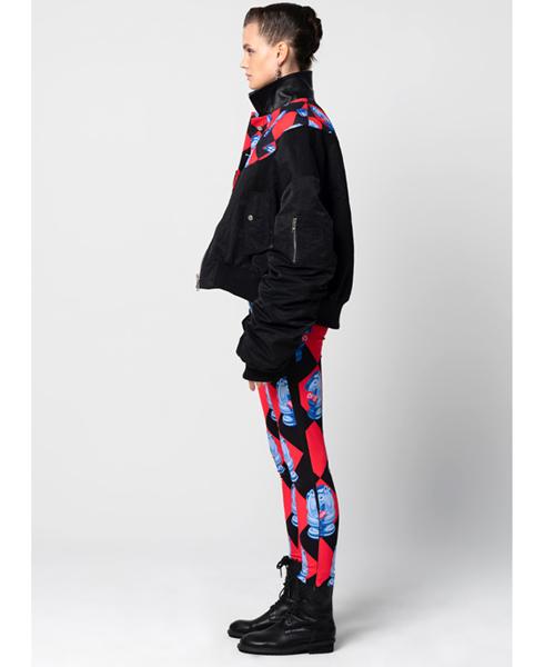 GREEDILOUS Chessboard Blue Knight Print Trousers