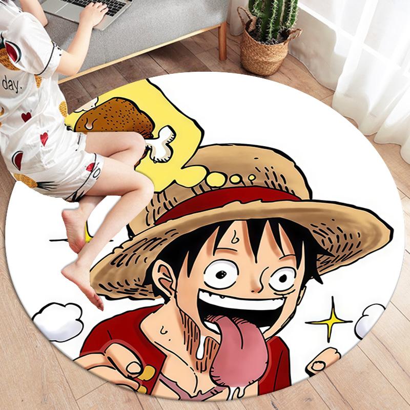 Ковер круглый с изображением Манки Д. Луффи из One Piece, ковер для гостиной, спальни, дивана, игровой комнаты, нескользящий коврик